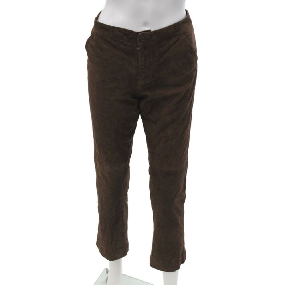 Ralph Lauren Womens Cropped Brown Goat Suede Pants Size S